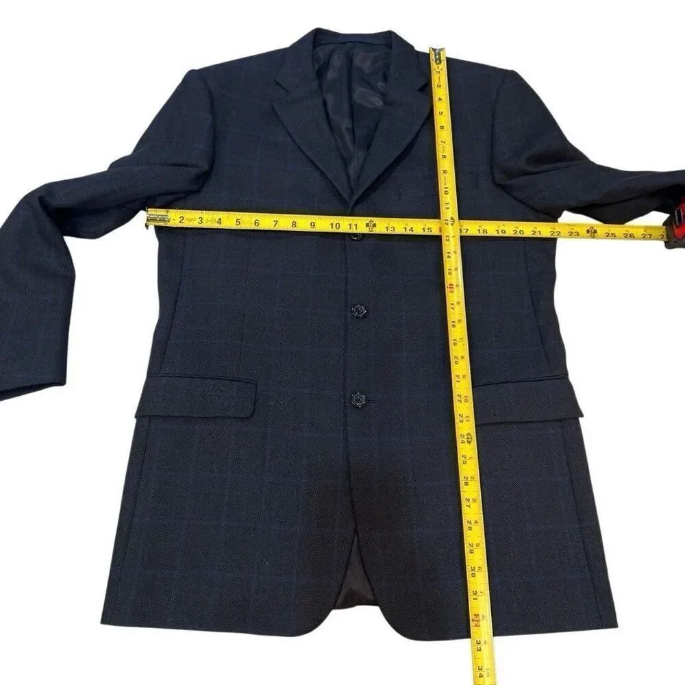 Burberry London Bond Street 2 Button Navy Blue Pinstripe Suit Sz 42 Long Pleated